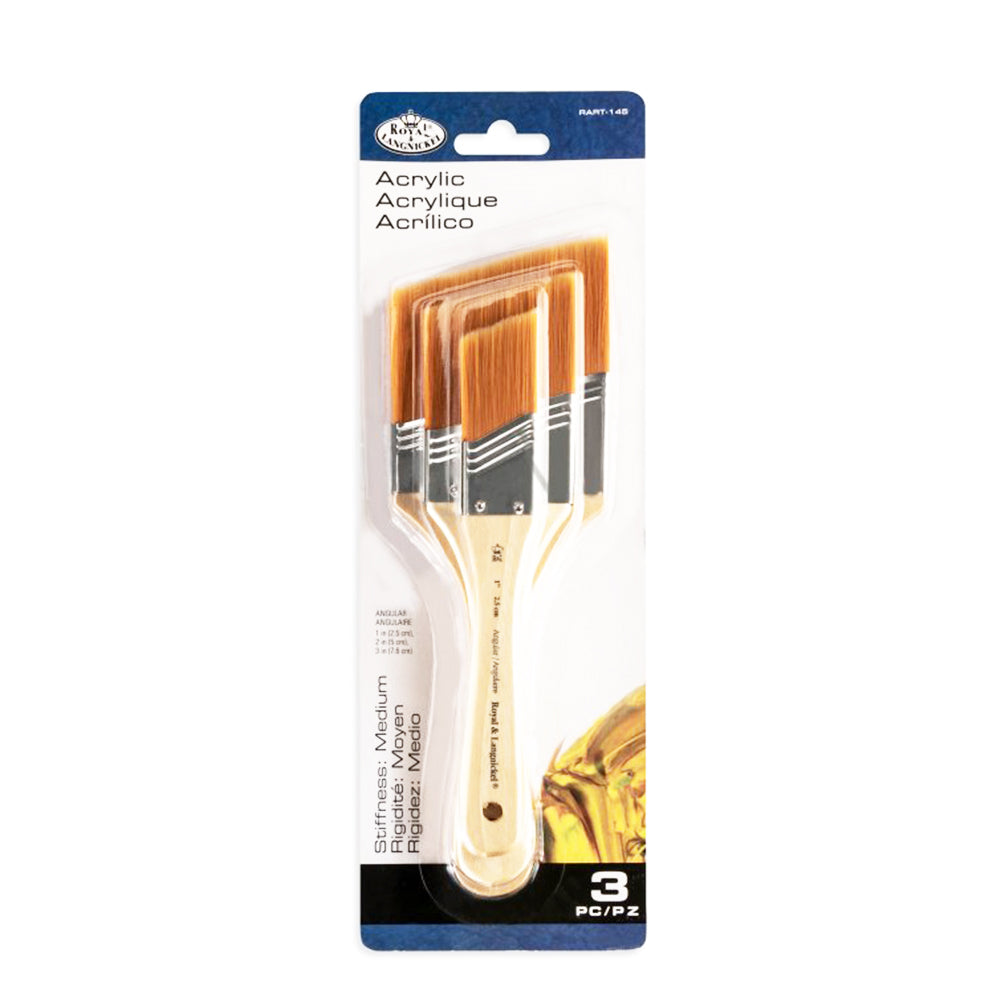 3-teiliges Pinselset mit schräg geschnittenen synthetischen Borsten