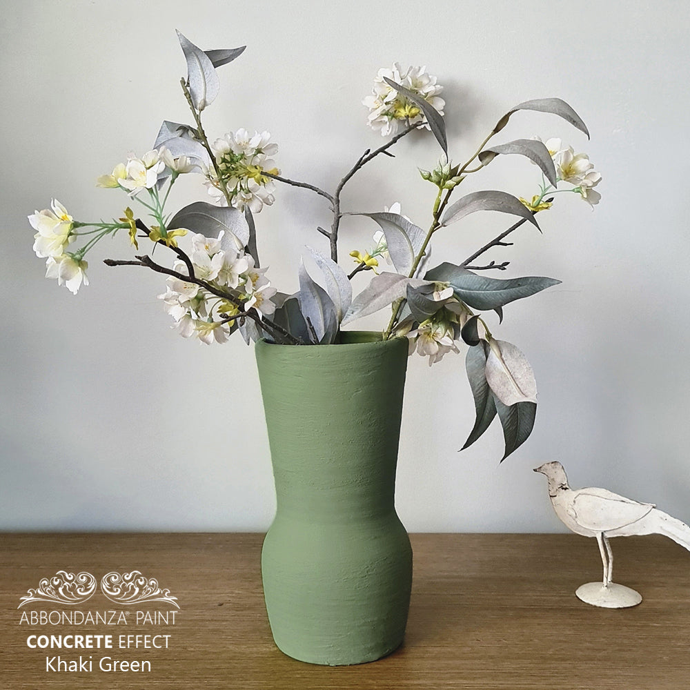 Concrete Effect Khaki Green Vase