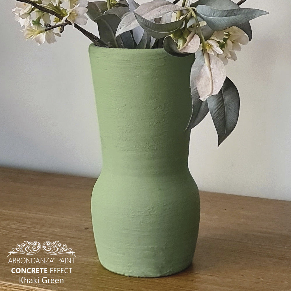 Concrete Effect Khaki Green Vase