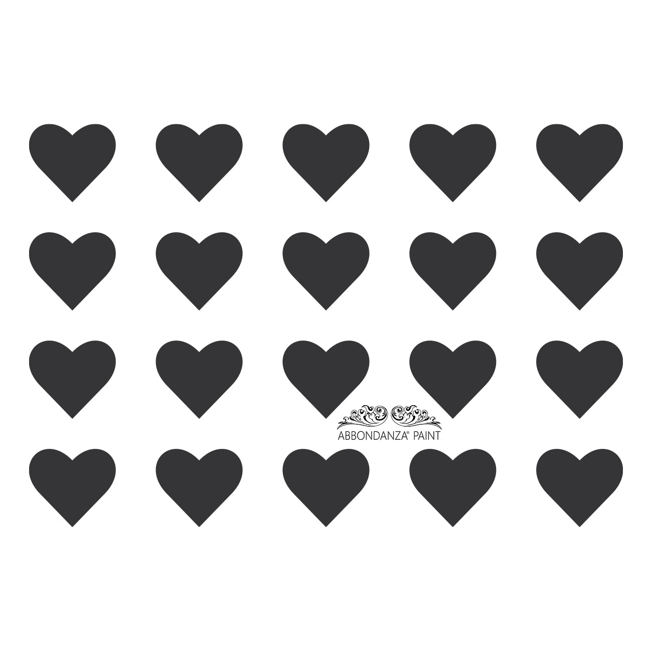 Schablone „Big Heart Pattern“ zum Aufbringen eines dekorativen Herzmusters auf Möbel, Wände und Accessoires.