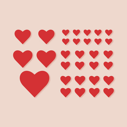 Abbondanza Schablone „Random Hearts“ mit Herzen in verschiedenen Größen.