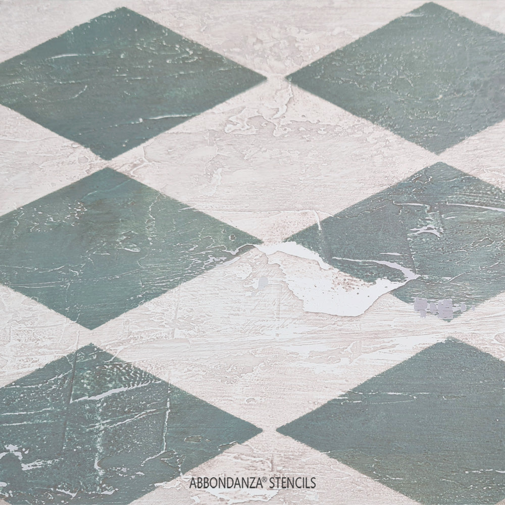 Abbondanza Stencil Harlequin distressed effect close